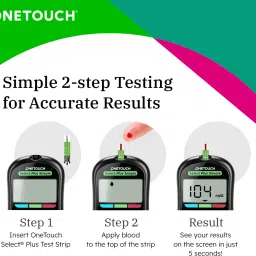 onetouch Select Plus Simple Glucometer (FREE 10 strips + lancing device + 10 lancets) Glucometer image 3