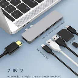 En ligne USB C Hub 7 in 2 Adapter compatible for MacBook & MacBook Pro , PD Power Delivery, SD/TF Card Reader, 4K USB C to HDMI, 2 USB 3.0 Ports Type C Laptop Accessory image 3