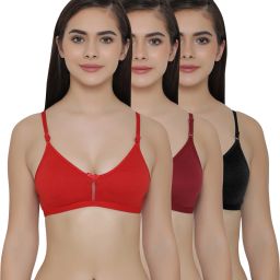 Pack of 3 Women Full Coverage Non Padded Bra-image-16