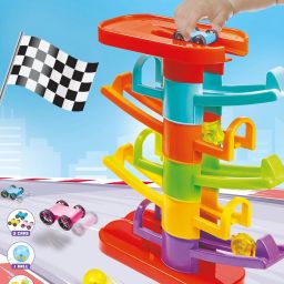 Zip Zap Zoom Racing Tower Track with Stack, Roll & Ramp Play for Kids|3 Toy Cars-18