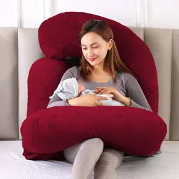 wild mint J SHAPE Microfibre Solid Pregnancy Pillow Pack of 1-picture-0