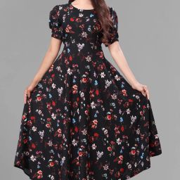 Crepe Stitched Flared/A-line Gown-image-93