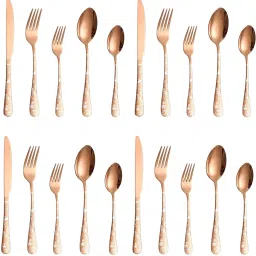 Designer Rose Gold Stainless Steel Spoon Set for Stylish Dinin –Set of 4 (20Pcs) Stainless Steel Cutlery Set-44