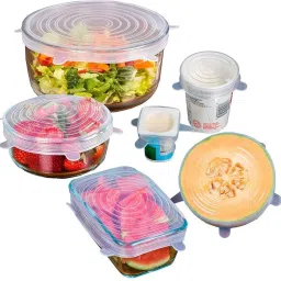 Silicone Stretch Lids Microwave Safe Flexible and Reusable Air-Tight Vacuum 12 inch Lid Set, Pack of 6-20