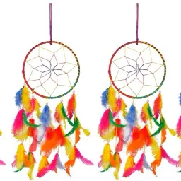 Combo Of 6 Inches Multi Color Positive dream Catcher Hanging For Car And Wall Decoration (Pack Of 4) Feather Dream Catcher-70
