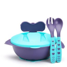 Baby Feeding Food Bowl with Lid, Suction Cup, Spoon & Fork Set. - Plastic-image-35