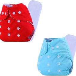 Newborn Baby Reusable Pack of 2 Cloth Diapers With 5 Layer 2 Insert Pads, CD138 - S - M-image-94
