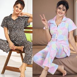 sidwa Women Night Suit Set Multicolor Printed-picture-1