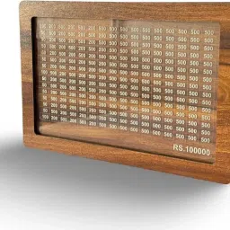 Wooden Money Saving Box | Cash Saver Money Box with Counting Target Coin Bank Coin Bank-image-93