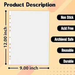 shivom Polypropylene 50-Piece Transparent Waterproof 240 Micron Sheet Protector Files with 11 Punched Ring Holes, A4 Size image 4