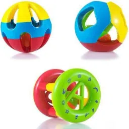 Kid's Non-Toxic, Shake and Grab Ball, Educational and Developmental Toys with Storage Bag Baby Rattles-Set of 3( Multi Color) Rattle (Multicolor) Rattle-image-60