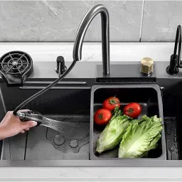 30X18X9 INCH Kitchen Sink with Integrated Waterfall and Pull-down Faucets RS_MM_6 Vessel Sink-image-66