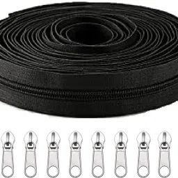 Zipper Roll (Number : 5) 10 Meter Black with 10 Zip Puller Black Nylon Two Way Open-ended Zipper-26