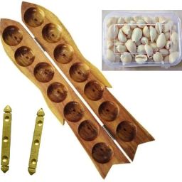Pallankuzhi with shells and Box / Dayakattai / Metal Dice Educational Board Games-15