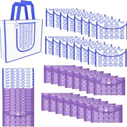 Pack of 48 Smile Foldable Shopping Bags For Women | Purple & White Blue Pack of 48 Grocery Bags-image-88