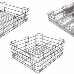 Steel Gold (Set of 3 pcs )Stainless Modular Kitchen Basket, 19 W X 20 D inches Steel Kitchen Trolley-15