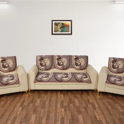 Reversible 5 Seater Sofa Cover Set Maroon Revercible sofa cover Sofa Fabric-image-84