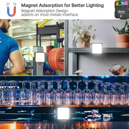 Hiffin ULANZI VL49 RGB Video, LED Camera Light 360° Full Color Portable Photography Lighting with 3 Cold Shoe, 2000mAh Rechargeable CRI 95+ 2500-9000K Dimmable Panel Lamp Support Magnetic Attraction 800 lx Camera LED Light image 4