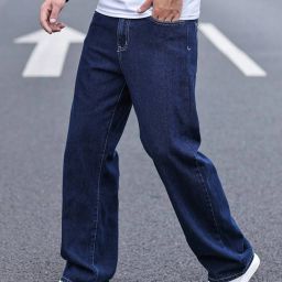 Men Relaxed Fit Mid Rise Blue Jeans-image-89