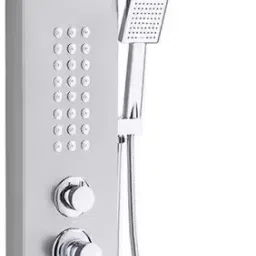 AGOEN Thermostatic 5-in-1 Shower Panel Tower Wall-Mounted Spa Shower System with Mixer, Body Jets & Handheld Spray Rainfall & Waterfall Overhead Shower | Multi-Mode Hand Shower Included-12