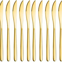 Stainless Steel Modern Design Knife, Knifes Set With Round Edge(Gold,Set of 10) Stainless Steel Butter Spreader Set-18