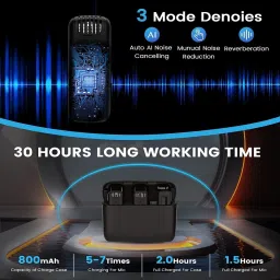 hybite Double Wireless Mic with Charging Case for Vlogging/Recording For Type C/ iPhone Microphone image 3