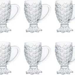 (Pack of 6) 250 ml Pineapple Shape Handle Glass for Water Juice Cold Drink for Home Glass Set Water/Juice Glass-image-18