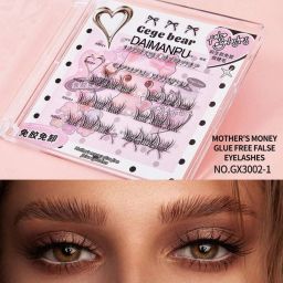 GEGE BEAR False Eyelashes, No Glue Eye Lashes, Black 4 Variations, 30 Clusters-image-75