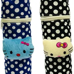 Baby Feeding Bottle Cover With Soft & Attractive Fancy Cartoon Set Of 2 Colors & Designs : zipper Black Blue-picture-5