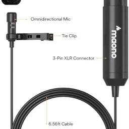 maono AU-XLR10 XLR Collar Lavalier Microphone, Condenser Clip-on Mic for Audio Mixer, Recording Studio, YouTube Microphone image 4