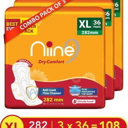 niine Dry Comfort Extra Long Sanitary Pads, Anti Leak Flow Channel (Combo of 3) Sanitary Pad-picture-44