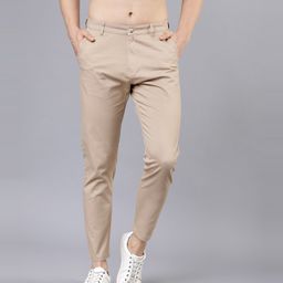 highlander Men Slim Fit Beige Cotton Blend Trousers-picture-14