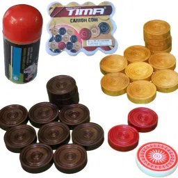 Carrom Coin Set With Powder (24 Pcs Plastic Carom Coins 1 Striker and 1 Powder) Carrom Pawns-picture-15