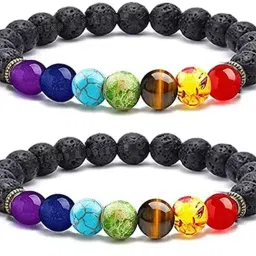 Stone, Crystal, Lava, 7 Chakra Agate Bracelet-image-72