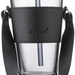 Mug with Leather Sleeve and Belt with Straws & Lids Cold Hot Drink Cup 450ML-image-6