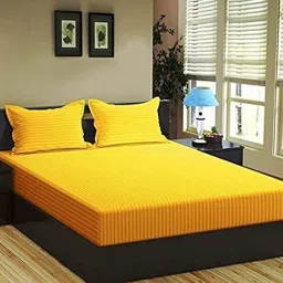 300 TC Cotton King Striped Fitted (Elastic) Bedsheet-image-66