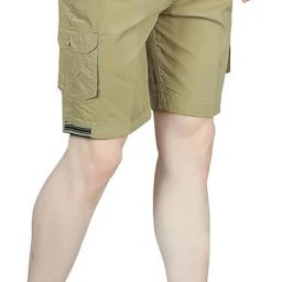 Solid Men Khaki Cargo Shorts-image-54
