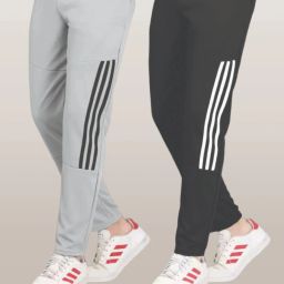 Pack of 2 Men Striped Grey Track Pants-image-9