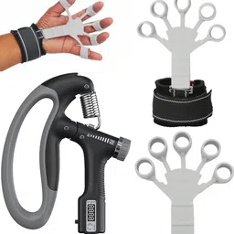 pheonix Home Workout Combo of D- Shaped Hand Gripper (100kg) with Finger Exerciser Fitness Accessory Kit Kit-picture-16
