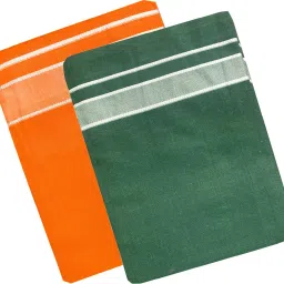 Prakasam Cotton Men's Kerala Style Premam Single (1.28X2.00 mtrs) Colour (pack Of 2) (Orange-Olive Green) Solid Men Dhoti-image-91