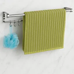 C Shape Double Rod Towel Rod 24 inch Silver Towel Holder-35