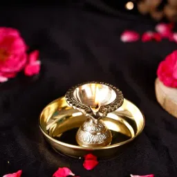 bulkysanta Laxmi Kuber Golden Brass Plate with Diya-picture-38