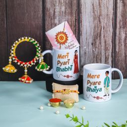"PYARE BHAIYA BHABHI" with Designer RakhI & roli chawal & rakhi Wishes Card 2 Ceramic Coffee Mug-image-33