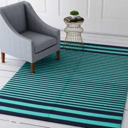 Blue Cotton 3 ft X 5 ft Hand Woven Dhurrie by Imperial Knots-picture-38