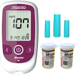 Mentor Digital Blood Glucose Meter with 50 Strips Box & 100 Ultra Safety Lancet- Glucometer-20