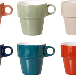 nestasia Ceramic Stackable Cups Set Of 6 Multicolour With Box image 2