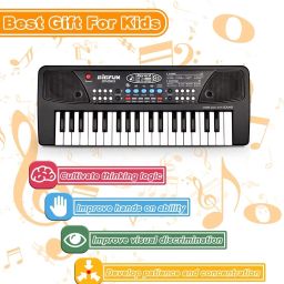 bigfun Electronic 37 key Piano Keyboard with microphone, AUX, DC Power option, USB Cables, 8 tones, 8 Rhythms, 6 Demos and 4 Percussions image 3