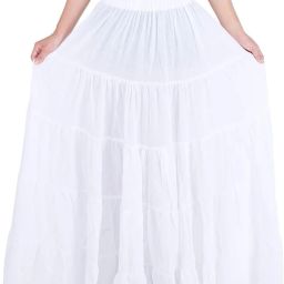 Women Solid Gathered White Skirt-image-47