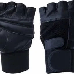 Gym Lather Gloves 1 Pair | Black for Men and Women Standard Size Gym & Fitness Gloves-image-29