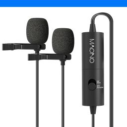 AU-200 Dual Collar Lavalier Microphone, Condenser Clip on Mic for Youtube Recording, Mobile phone, pc Microphone-image-31